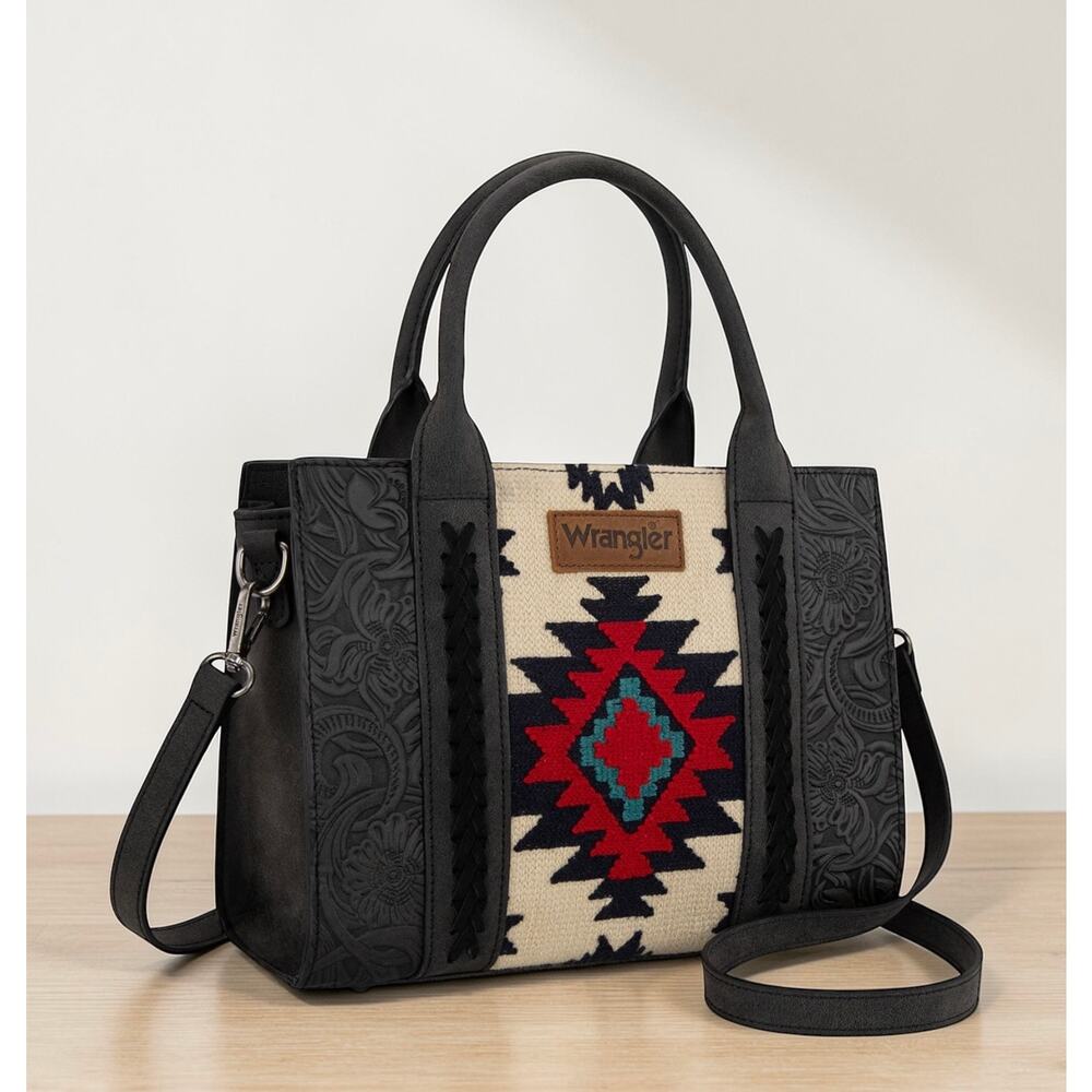 Wrangler Knitted Southwestern Print Black Tote/Crossbody Bag *Brand NEW w/ Tags*